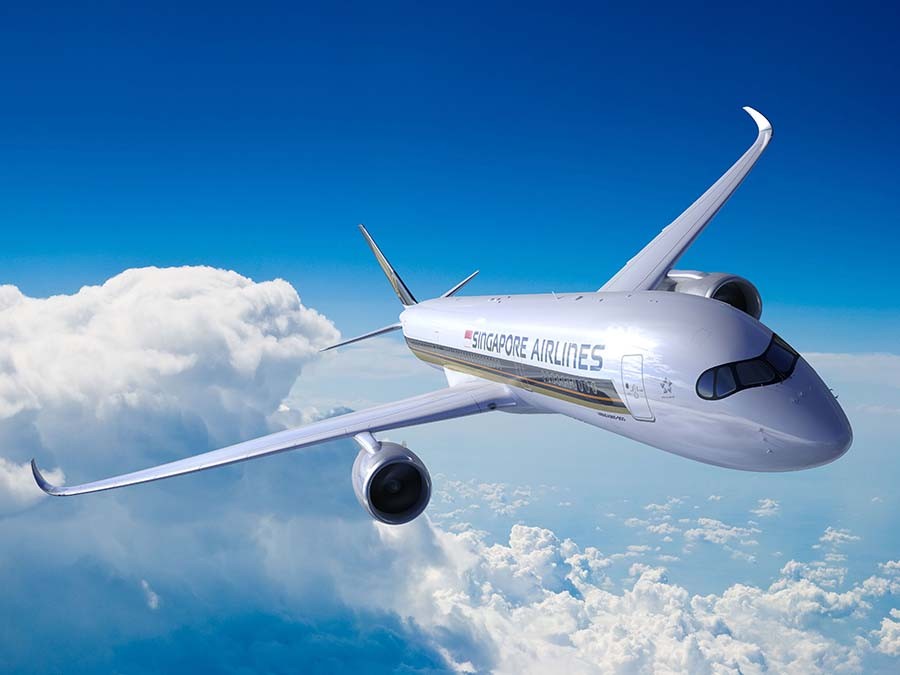 Singapore Airlines plane flying